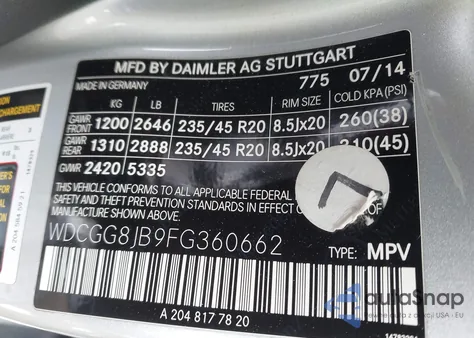 2015 Mercedes-Benz Glk 350 4Matic из США, поврежденный, VIN WDCGG8JB9FG360662